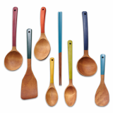 Natural Lacquered wooden cooking utensil set